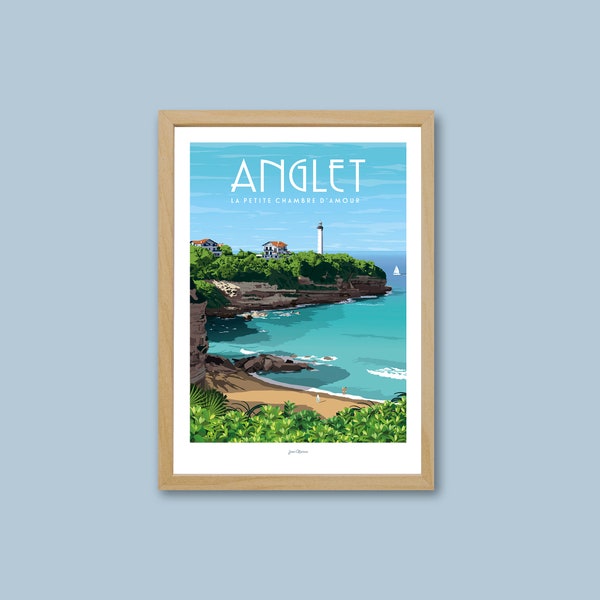 Affiche  Anglet  / Poster vintage / Art mural / Art print / Deco / Pays Basque / travel poster