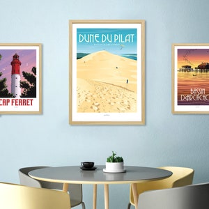 Affiche Dune du Pilat / Bassin d'Arcachon / Poster vintage / Art mural / Art Print / Deco / Paysage ocean / travel poster image 4