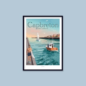 Cartel de Capbreton - Landas / Cartel vintage / Arte de pared / Impresión de arte / Deco / Cartel de viaje / Surflife