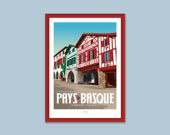 Cartel del País Vasco / Cartel vintage / Arte de pared / Impresión de arte / Deco / cartel de viaje