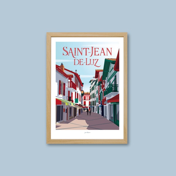 Saint-Jean-de-Luz poster / Basque Country / Vintage poster / Wall art / Art Print / Deco / Urban landscape / travel poster