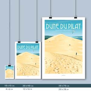 Affiche Dune du Pilat / Bassin d'Arcachon / Poster vintage / Art mural / Art Print / Deco / Paysage ocean / travel poster image 6