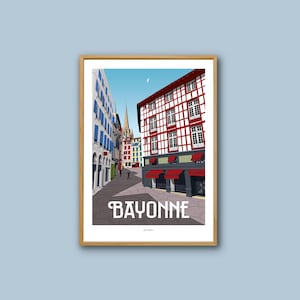 Bayonne poster - Basque Country / Vintage poster / Wall art / Art print / Urban landscape / Deco / travel poster