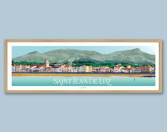 Affiche Saint-Jean-de-Luz / Affiche panoramique / Poster vintage / Art mural / Art print / Deco / Pays Basque / travel poster