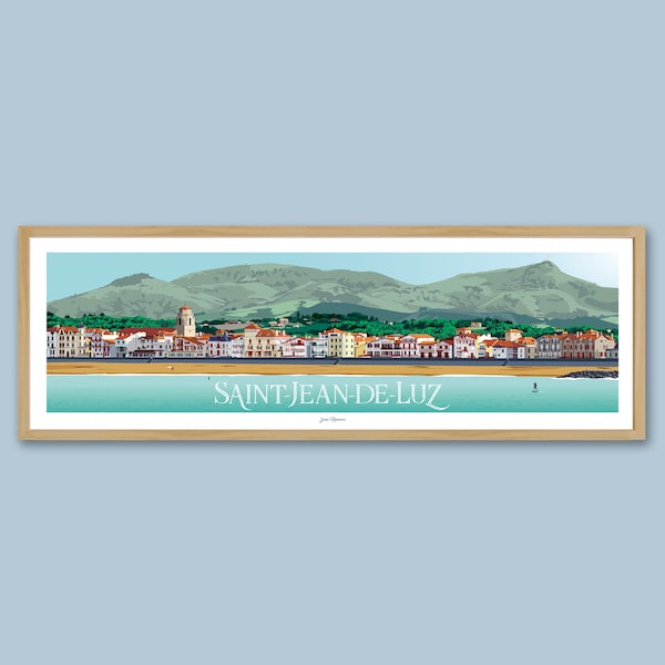 Affiche Saint-Jean-de-Luz / Affiche panoramique / Poster vintage / Art mural / Art print / Deco / Pays Basque / travel poster