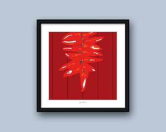 Chili-Pfeffer-Poster / Dekoratives Poster / Espelette / Baskenland