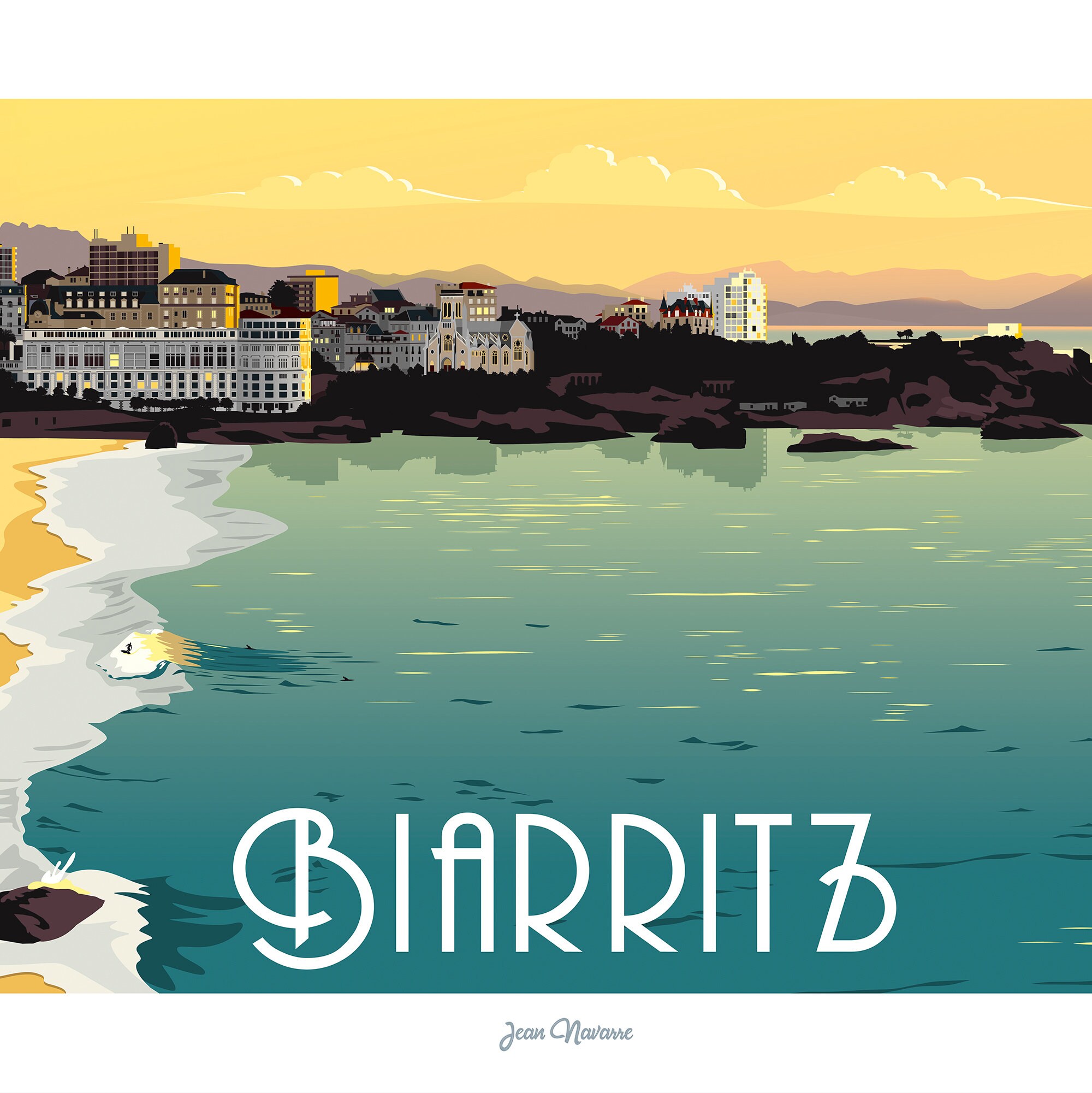 HNROJICO Poster Vintage Biarritz - Impression Sur Toile 40 X 60 Cm Décoration Murale Voyage