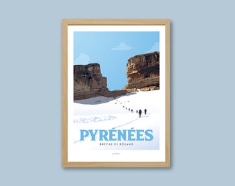Affiche Pyrénées - Brèche de Roland / Travel poster / Affiche vintage / Art mural / Déco