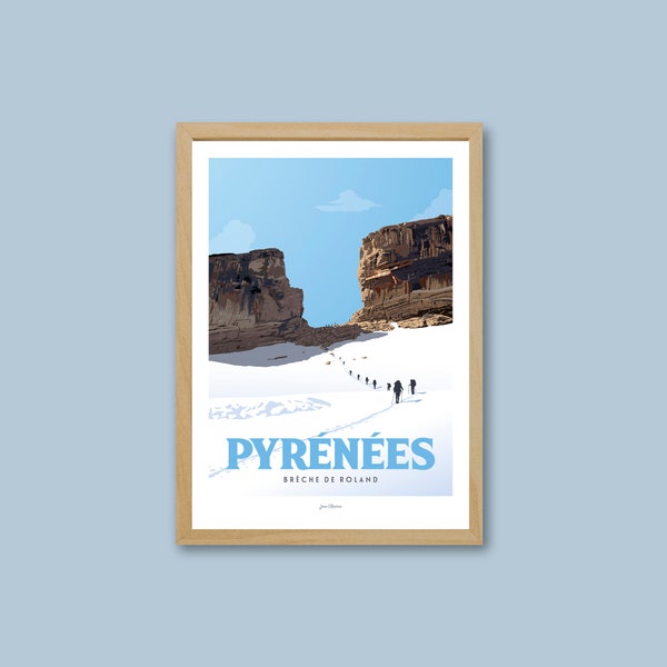 Affiche Pyrénées - Brèche de Roland / Travel poster / Affiche vintage / Art mural / Déco