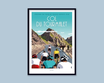 Affiche Col du Tourmalet / Tour de France / Art Mural / Art print / Déco / Vintage / Pyrénées / travel poster