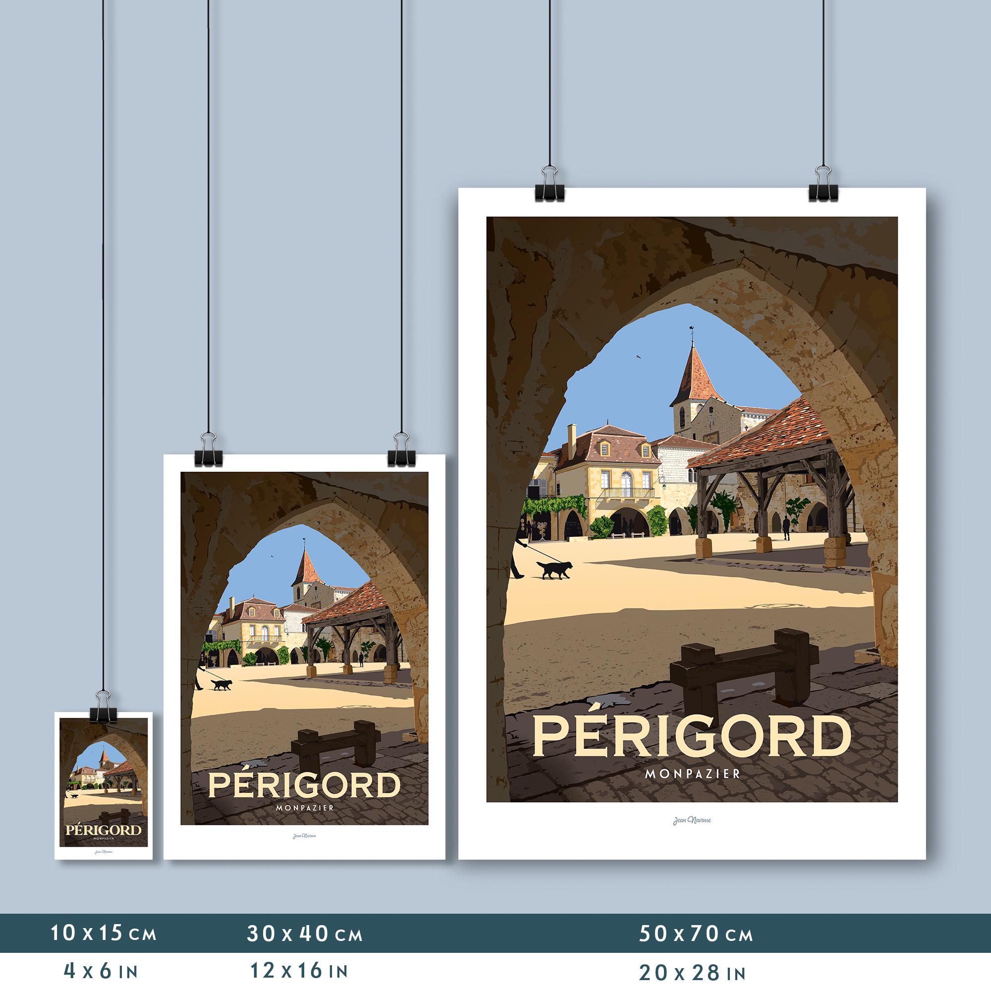 QRTY Périgord Poster de voyage vintage sur toile Motif