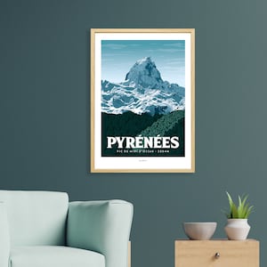 Affiche-Poster Vintage Des Pyrénées - Décoration Murale Multicolore Sur Papier, Neuf