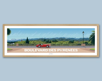 Pyrenees Boulevard / Panoramic Travel Poster / France