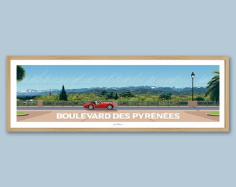 Affiche  Pyrénées / Affiche panoramique / Poster vintage / Art mural / Art Print / Deco / Paysage montagnes / travel poster