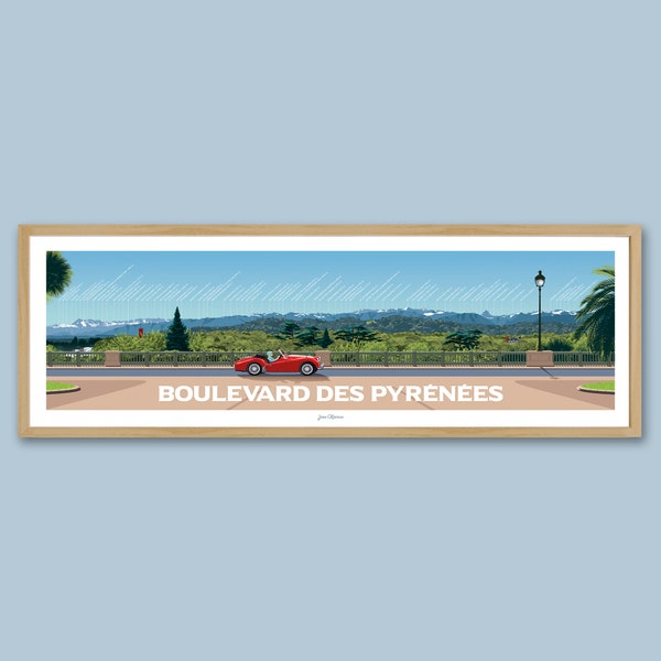 Affiche  Pyrénées / Affiche panoramique / Poster vintage / Art mural / Art Print / Deco / Paysage montagnes / travel poster