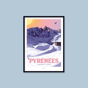 Cartel de los Pirineos - Vignemale / Cartel vintage / Arte de pared / Impresión de arte / Deco / cartel de viaje