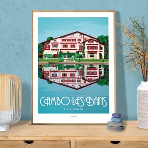 Affiche Cambo-Les-Bains Arnaga / Pays Basque / Edmond Rostand / Poster vintage / Art mural / Art print / Deco / travel poster image 3