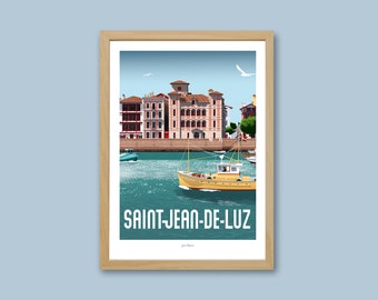 Saint-Jean-de-Luz-Plakat / Vintage-Plakat / Wandkunst / Kunstdruck / Deko / Baskenland / Reiseplakat