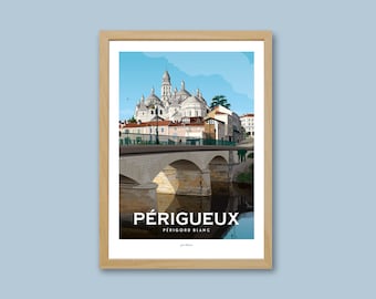 Affiche Périgueux / Périgord blanc / Dordogne / Travel poster / Affiche vintage / Art mural / Déco