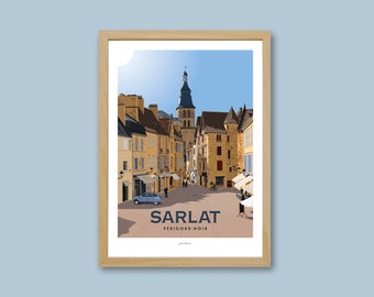 Affiche Sarlat / Périgord Noir / Dordogne / Travel poster / Affiche vintage / Art mural / Déco /