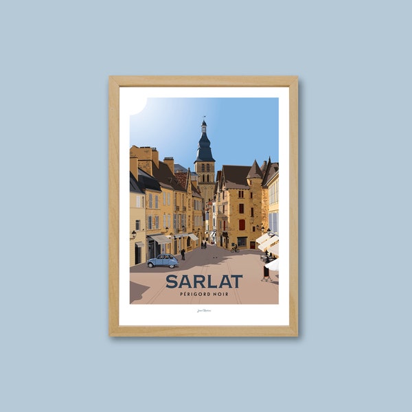Affiche Sarlat / Périgord Noir / Dordogne / Travel poster / Affiche vintage / Art mural / Déco /