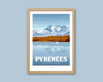 Affiche  Pyrénées - Pic du Midi de Bigorre / Poster vintage / Art mural / Art print / Deco / travel poster