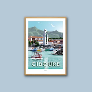 Ciboure poster / Vintage poster / Wall art / Art Print / Deco / Seascape / Basque Country / travel poster