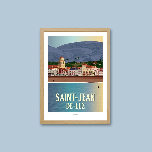 Affiche  Saint-Jean-de-Luz  / Poster vintage / Art mural / Art print / Deco / Sunset / Pays Basque / travel poster