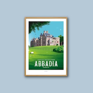Abbadia poster - Hendaye - Basque Country / Vintage poster / Wall art / Art print / Deco / Castle landscape / travel poster