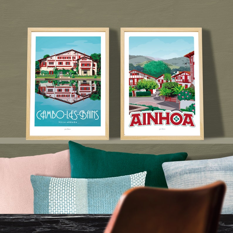 Affiche Cambo-Les-Bains Arnaga / Pays Basque / Edmond Rostand / Poster vintage / Art mural / Art print / Deco / travel poster image 4