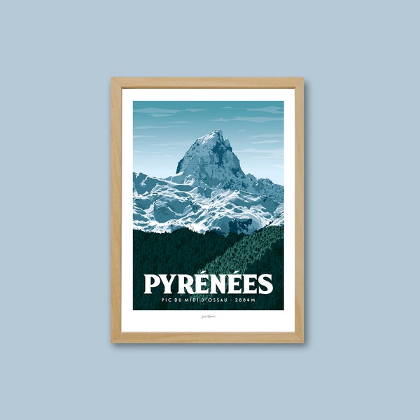 Affiche Pyrénées - Pic du Midi d'Ossau / Béarn / Artouste / Travel poster / Affiche vintage / Art mural / Déco