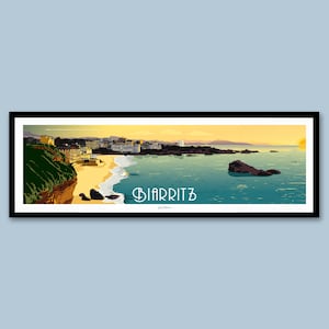 Póster de Biarritz / Póster panorámico / Póster vintage / Arte mural / Impresión artística / Decoración / País Vasco / Póster de viaje