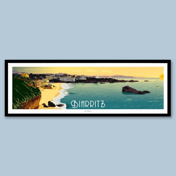 Affiche Biarritz / Affiche panoramique / Poster vintage / Art mural / Art print / Deco / Pays Basque / travel poster