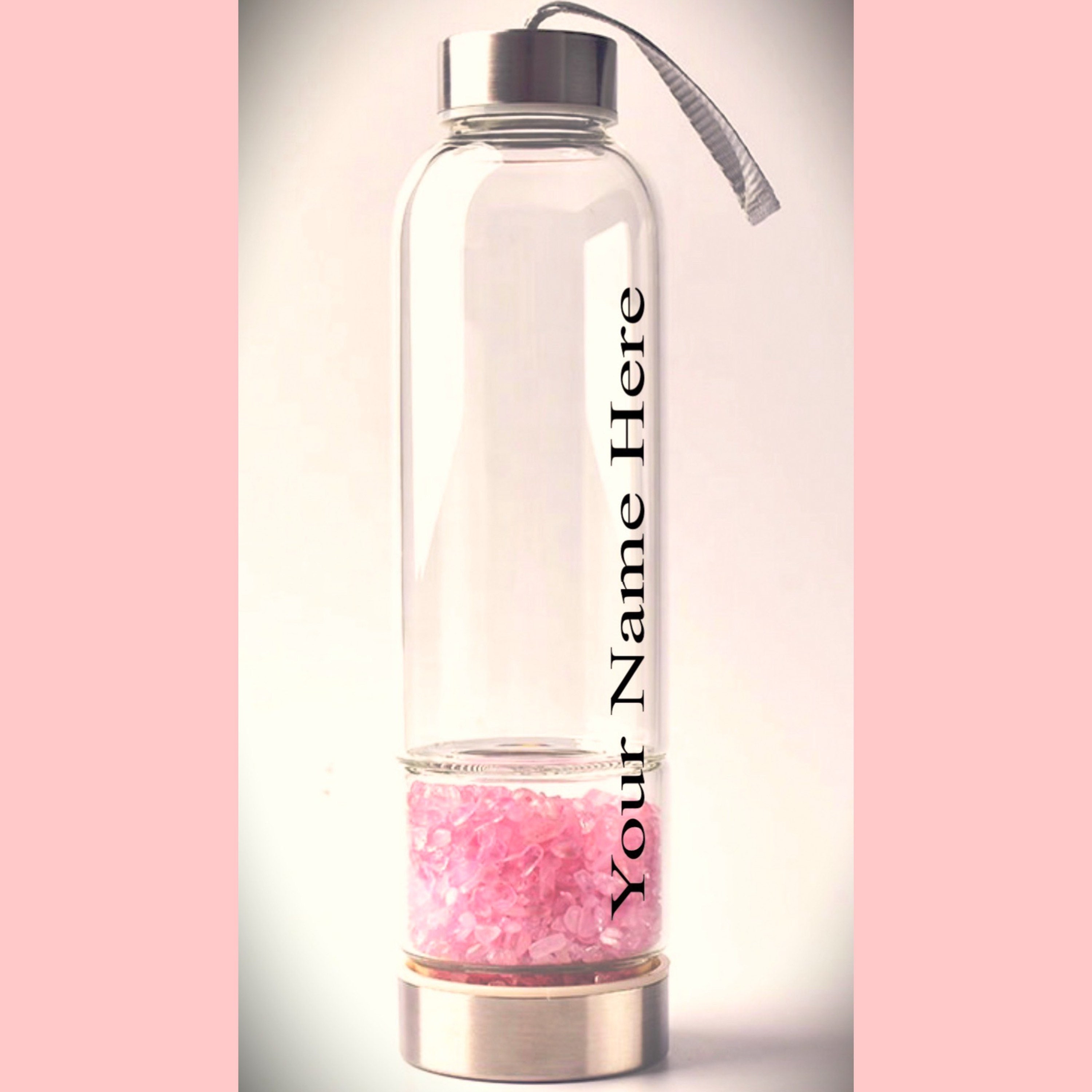 Personalised Rose Quartz Water Bottle Etsy
