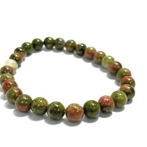 Unakite Bead Bracelet - 6mm