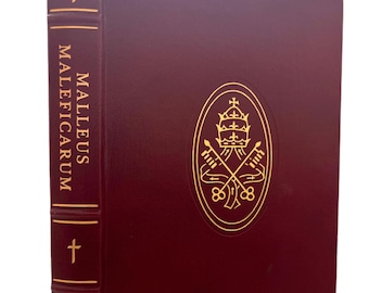 Leather Witchcraft Book: MALLEUS MALEFICARUM or The Hammer of the Witches, 1990, Vintage Gilded Collectors Edition Facsimile, Rodker, Occult