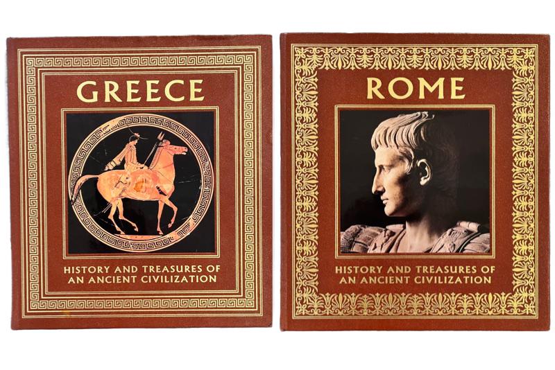 Leather Coffee Table Book Set, GREECE & ROME History and Treasures