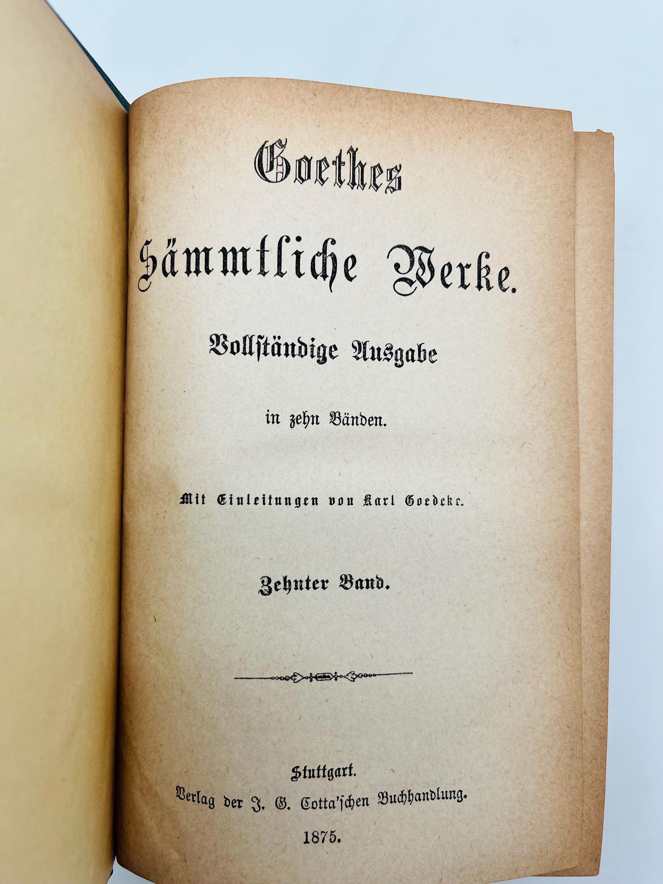 Antique Goethe's Works (werfe) German Bookset, 1875, 10 Volumes