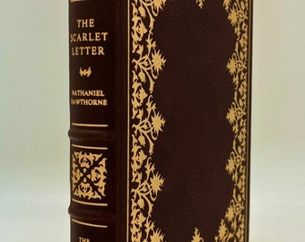 Leather The Scarlet Letter by Nathaniel Hawthorne, 1978, Vintage Gilded Full Leather Franklin Library Book