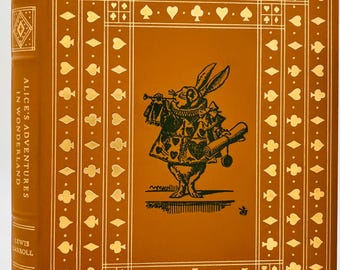 Leather Alice in Wonderland by Lewis Carroll, 1975, Vintage Full Leather Gilded Franklin Library Limited Edition Book