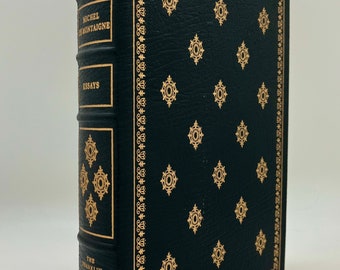 Leather Michel de Montaigne’s Essays, 1980, Vintage Gilded Full Leather Franklin Library Book