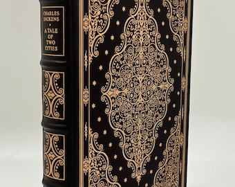 Leather A Tale of Two Cities by Charles Dickens, 1983, Vintage Gilded Full Leather Franklin Library Book