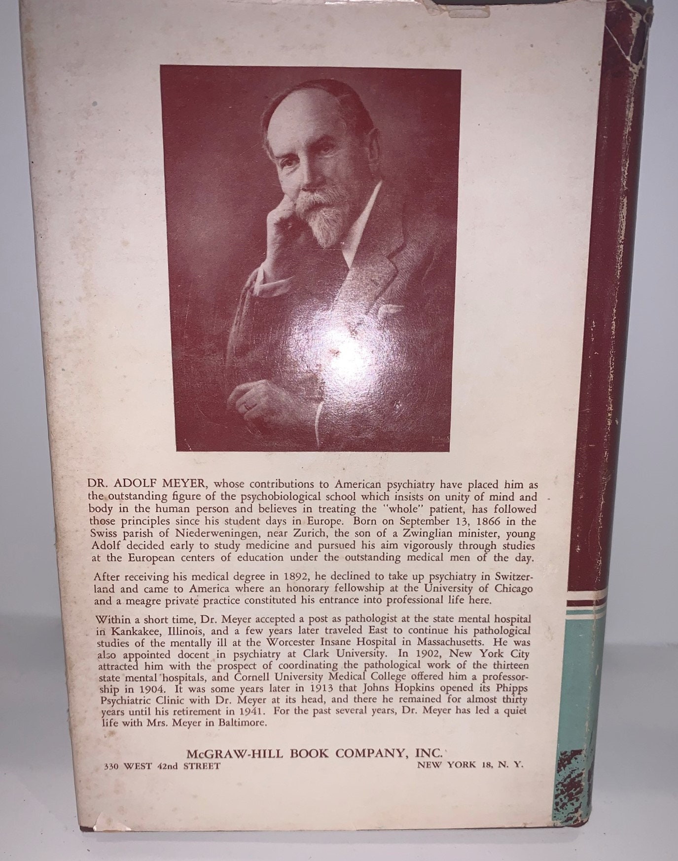 The Commonsense Psychiatry of Dr. Adolf Meyer by Alfred Lief Pub. 1948