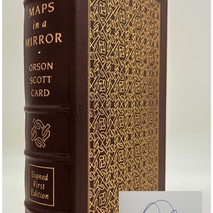 Signed 1st Edition Maps in A Mirror by Orson Scott Card, Gilded Full Leather Easton Press Signed Collectors Masterpiece of Science Fiction