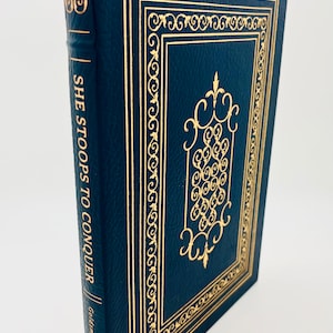 Vintage Leather Oliver Goldsmith’s She Stoops To Conquer, 1978, Vintage Gilded Full Leather Easton Press Collector’s Edition, Classic