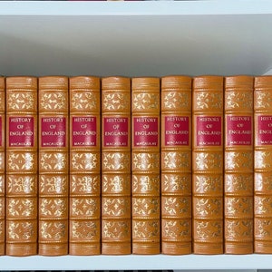 Leather History of England From The Ascention of James the Second by Lord Macaulay Complete 10 Volumes Set Vintage Gilded Easton Press Book
