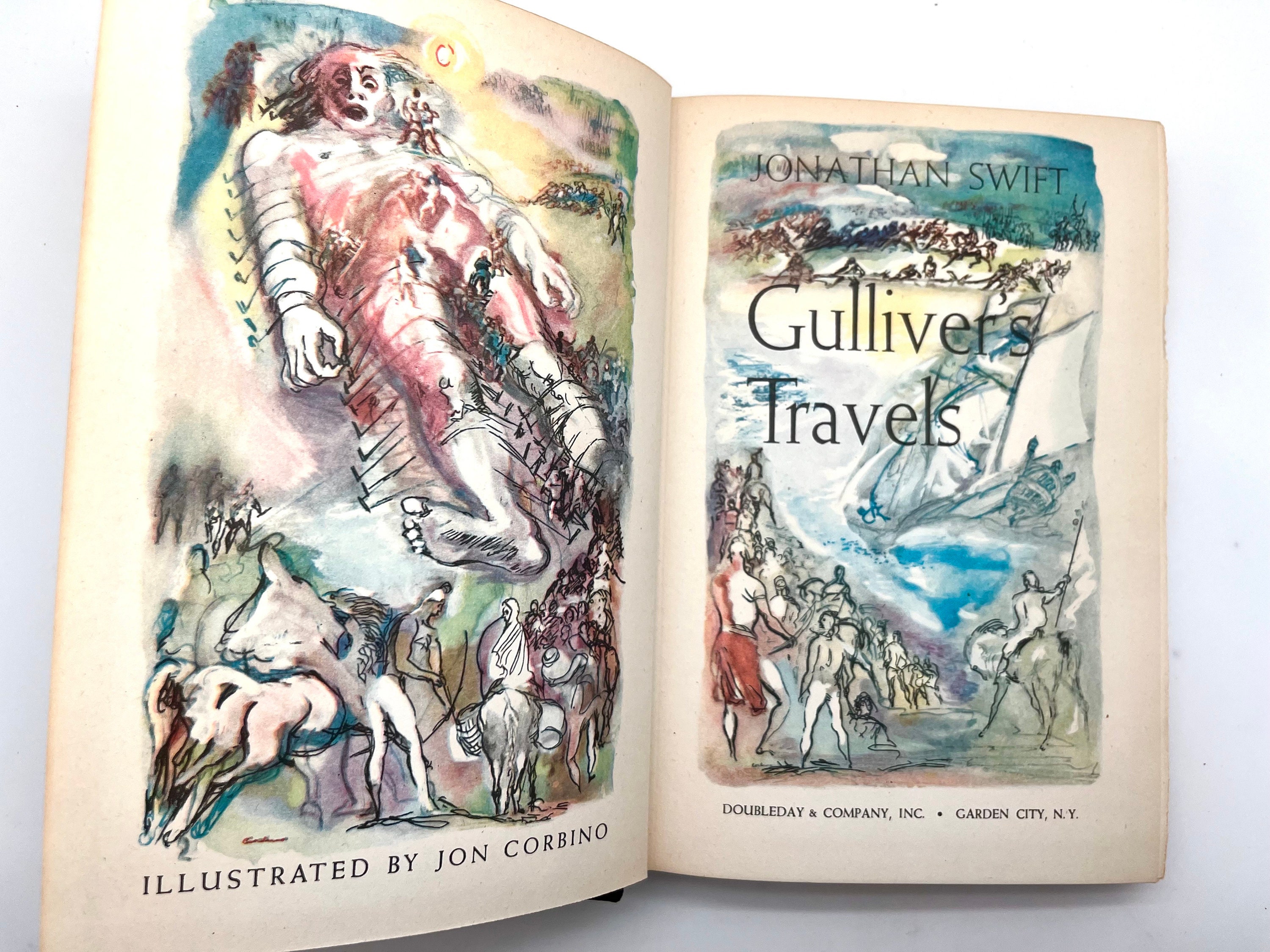 1945 Gulliver's Travels by Jonathan Swift, Vintage Illustrated