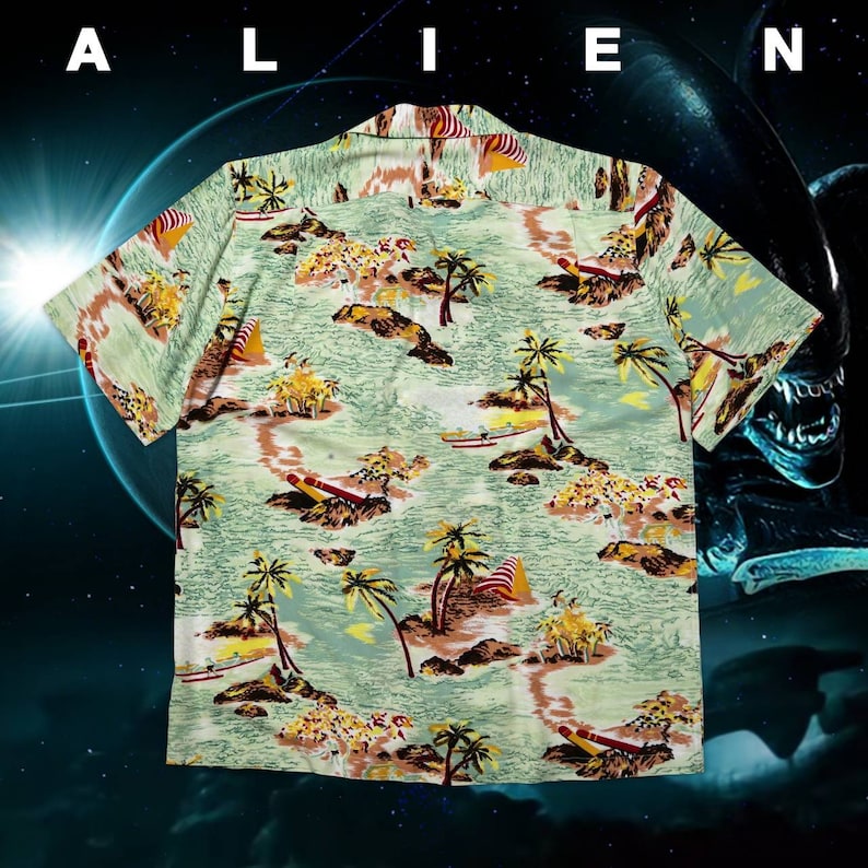 Alien Movie Hawaiian Shirt: Harry Dean Stanton Brett, 100% Rayon - Etsy