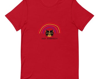 Just Purrfect – Camiseta unissex de manga curta com tartaruga e gato