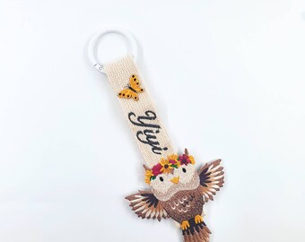 Etiqueta de nombre de Owl Embroidery